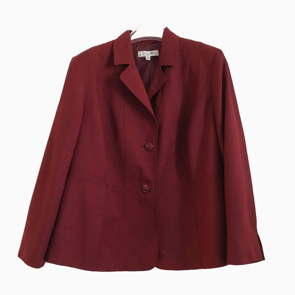 Jones Studio 2-Button Professional Career Blazer Burgandy Maroon Plus Size 22W